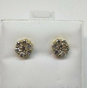 Diamond flowers earrings 14k yellow gold